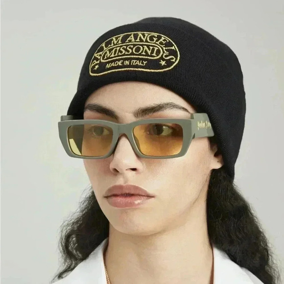 NWT PALM ANGELS X MISSONI HERITAGE BEANIE Black Yellow - Picture 1 of 8
